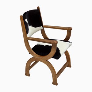 Dänischer Sessel mit hoher Rückenlehne aus Rindsleder & Eiche, 1960er