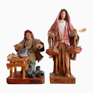 Lecce Keramikfiguren aus Pappmaché, 1990er, 2er Set