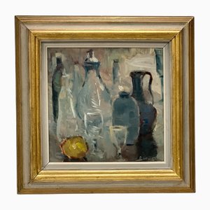Sigvard Börtz, Bottles and Vases, Oil on Panel, 1957, Framed