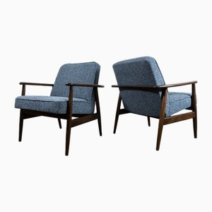 Sillas GFM 300-192 Mid-Century modernas en azul de Gościcińskie Fabryki Mebli, años 60. Juego de 2