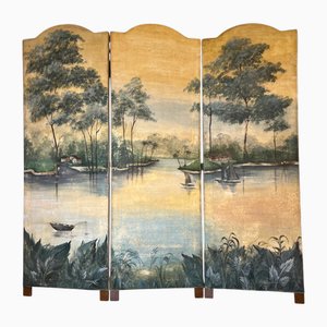 Paravento Laguna in pittura a olio, Italia, fine XIX secolo