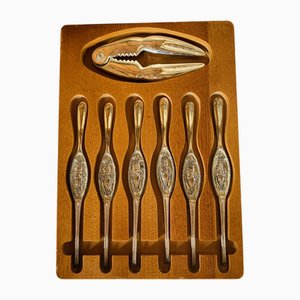 Vintage Silver-Plated Lobster Forks and Cracker from Silea, 1970s, Set of 7