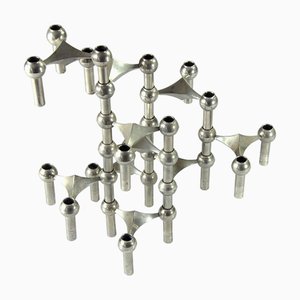 Modular Candleholder by W. Stoff & H. Nagel for Bayerische Metall Fabrik, 1970s, Set of 8