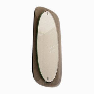 Vintage Italian Wall Mirror in Mirrored and Colored Crystal, 1970s