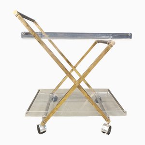 Brass and Acrylic Glass Serving Trolley, 1970s