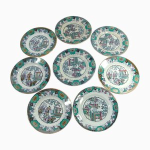 Canton Dessert Plates from Boch Frères La Louvière, Belgium, 1860s, Set of 8