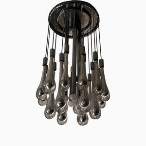 Vintage Chandelier in Chrome Steel and Murano Glass from Venini, 1970s