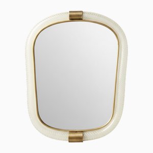 Italian Oval Torchon Murano Glass Mirror with 24kt Gold by Bottega Veneziana