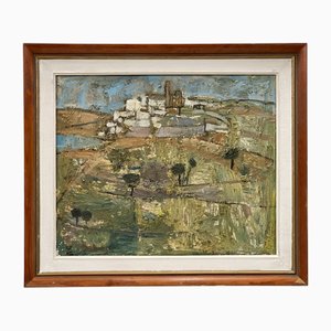 Göta Fogler, Modernist Expressionist Landscape, 1965, Oil on Canvas, Framed