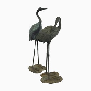 Bronze Crane Birds, 1970s, Set of 2