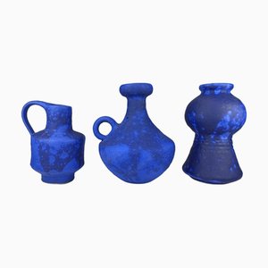 Vasi Mid-Century moderni blu cobalto di Hartwig Heyne per WGP Studiokeramik, anni '60, set di 3