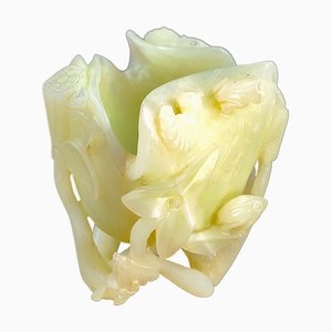 Chinesische Hetian Jade Tasse in Lotusform, 1890er