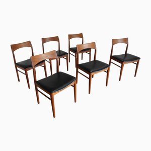 Sedie da pranzo Mid-Century in teak di Henning Kjaernulf, Danimarca, anni '60, set di 6