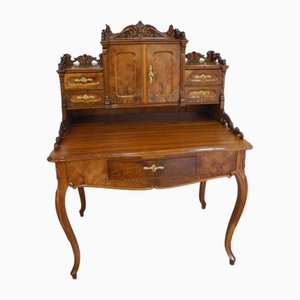 Antique Baroque Ladies Secretary in Walnut, Dresden, Germany, 1860s