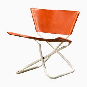 Sedia pieghevole Z Down in pelle color cognac di Erik Magnussen per Torben Ørskov Denmark, anni '60