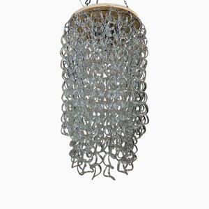 Lámpara Crown Giogali grande de cristal de Murano de Angelo Mangiarotti para Vistosi, años 60