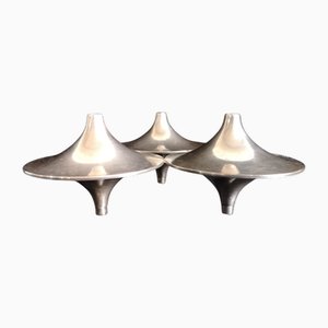 Mid-Century Gallia Series Bougeoir Triple Candleholder by Gio Ponti for Christofle, 1950s