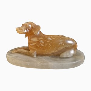 19th Century Italian Alabaster Sculpture of Dog, 1850