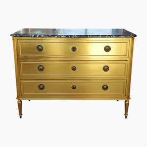 Cassettiera in stile Luigi XVI laccata in oro, fine XIX secolo