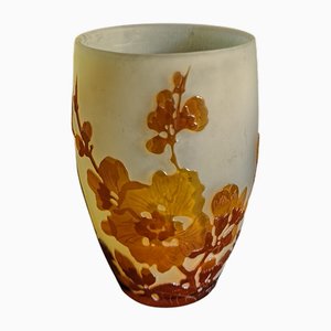 Vaso Art Nouveau in vetro con cammeo di Emile Gallé, 1900