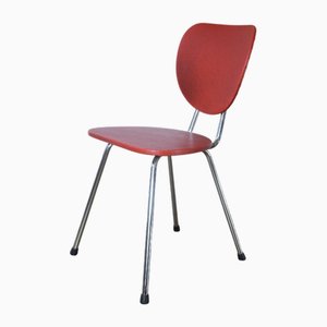 Roter Vintage Küchenstuhl mit Chrombeinen, 1950er