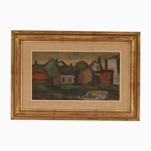 Ragnar Alyre, Street View, anni '60, Olio su pannello, con cornice