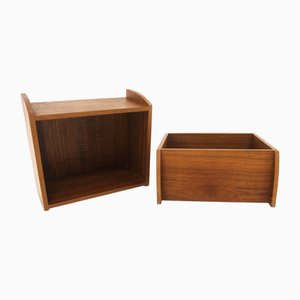 Teak Wall Bedside Tables, Sweden, 1950s, Set of 2
