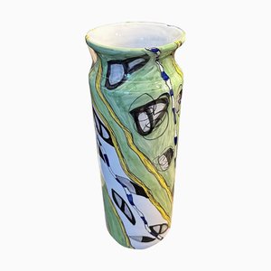 Vaso moderno in ceramica dipinta a mano di Fiumara Darte, Sicilia, anni '80