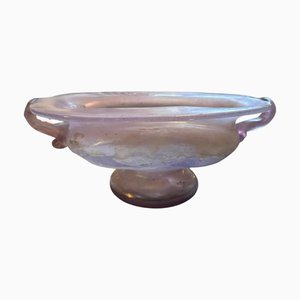 Ovale Schale aus rosa Scavo aus Muranoglas von Cenedese, 1970er