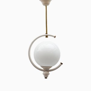 Lampada da soffitto Mid-Century moderna in vetro opalino, Italia, anni '60