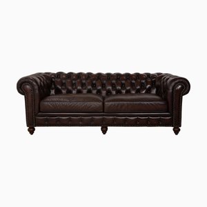 Chesterfield Three-Seater Sofa in Leather