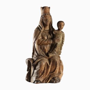 Statua Madonna con Bambino in legno