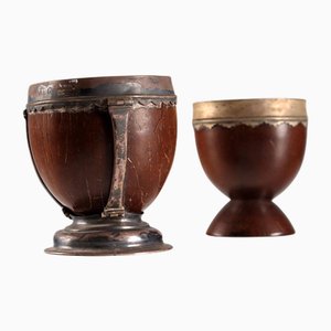 Silver and Walnut Cups, Set of 2