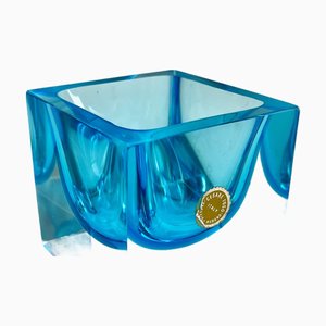 Vaso Label Block con anima azzurra di Murano Cesare Toso, anni '70