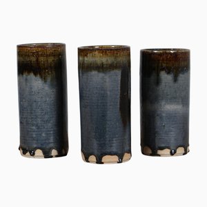 Vintage Vases in Parly Glazed Stoneware by Gunver Bilde Sørensen, 1960s, Set of 3