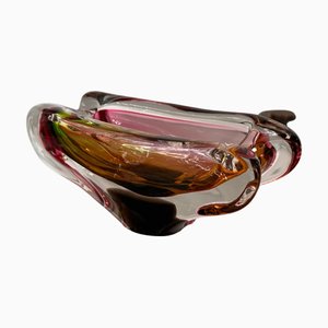 Cenicero Sommerso italiano de cristal de Murano atribuido a Josef Rozínek, años 60