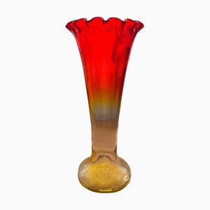 Art Nouveau Amberina Glass Trumpet Vase, 1890s-1910s