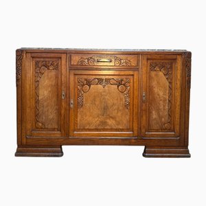 Art Deco Sideboard in Oak with Green Marble Top