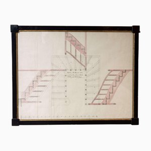 Disegno di una scala architettonica, metà XIX secolo