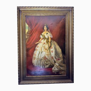 Portrait of Isabella II of Spain, 19th Century, Oil on Canvas, Framed