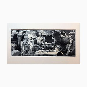 Charles Burki, Dutch Farm Life Rural Scene, 1940s, Gouache on Paper