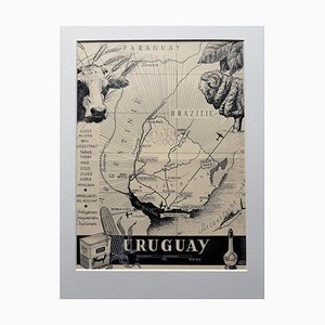Art Deco Map of Uruguay by Charles Burki, 1948