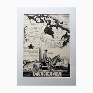 Carte du Canada Art Déco par Charles Burki, 1948