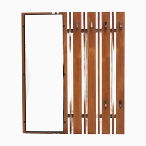 Vintage Wall Coat Rack with Mirror, 1960s