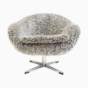 Vintage Grey Swivel Armchair with Metal Star Base, 1970s