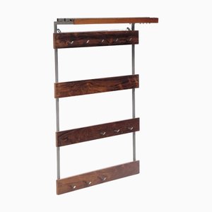Large Vintage Rosewood Coat Rack with Hooks, 1960s
