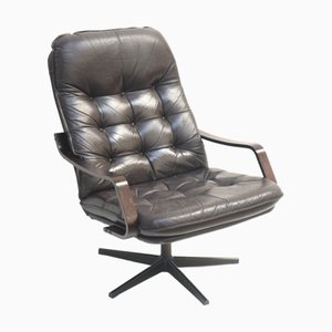 Vintage Leather Swivel Chair, 1970s