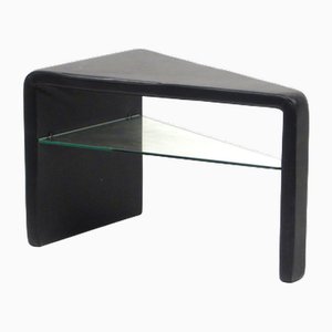 Mesa auxiliar vintage de cuero negro de de Sede, años 70