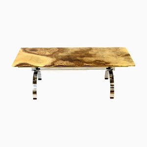 Vintage Onyx Coffee Table with Chrome Base, 1970s