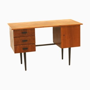 Scrivania vintage con tre cassetti e gambe nere, anni '60
